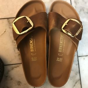 Madrid Big Buckle Birkenstock Cognac Leather